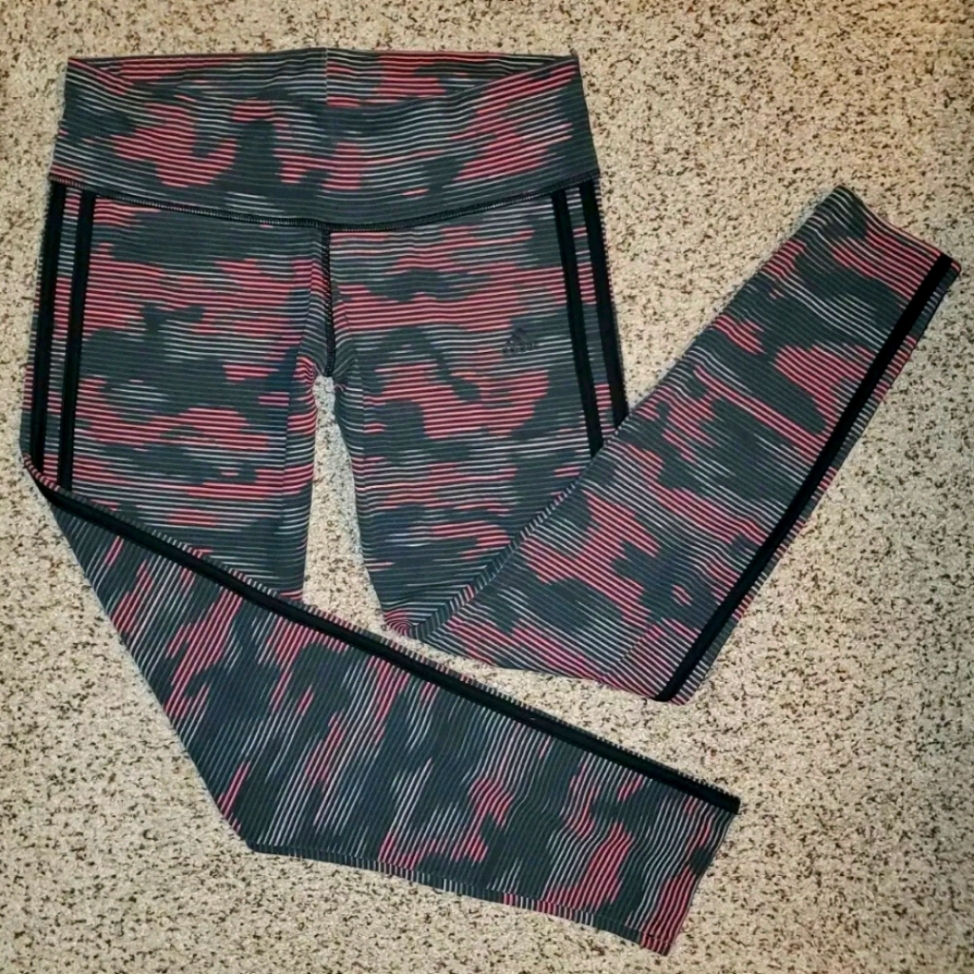 Nwot Adidas Sport Essentials Athletic Compression Gray/Pink Leggings